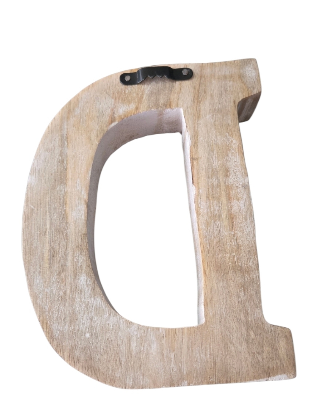Rustic Wooden Letter D Wall Accent in Brown and White - Picture 3 of 3